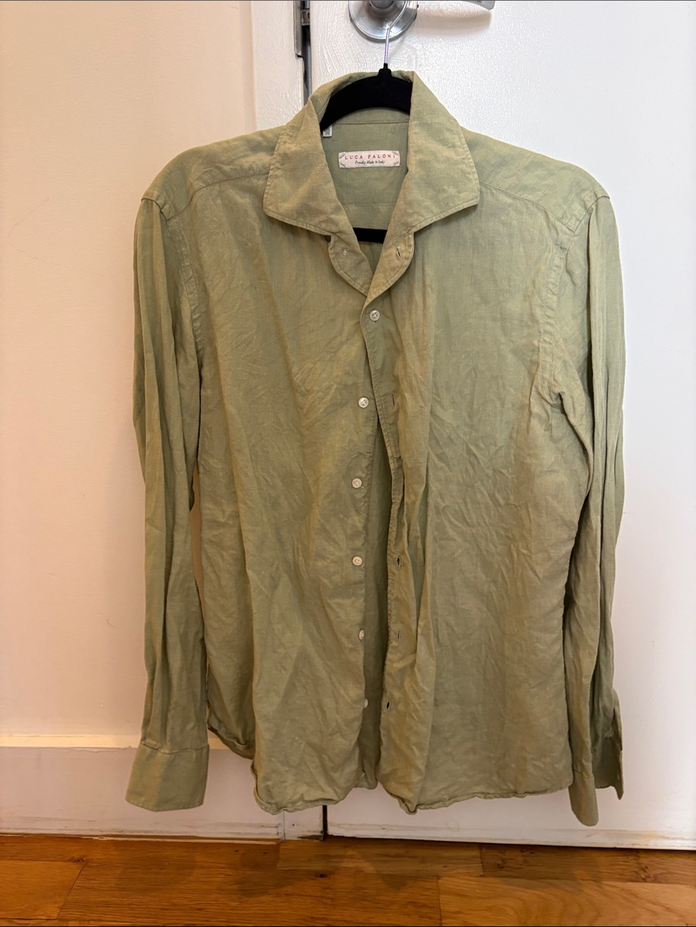 Light Sage Long-Sleeve Button-Down Shirt linen- Men's Casual Wear